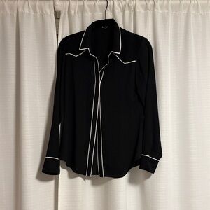 Express Black Dress Shirt with White Accents